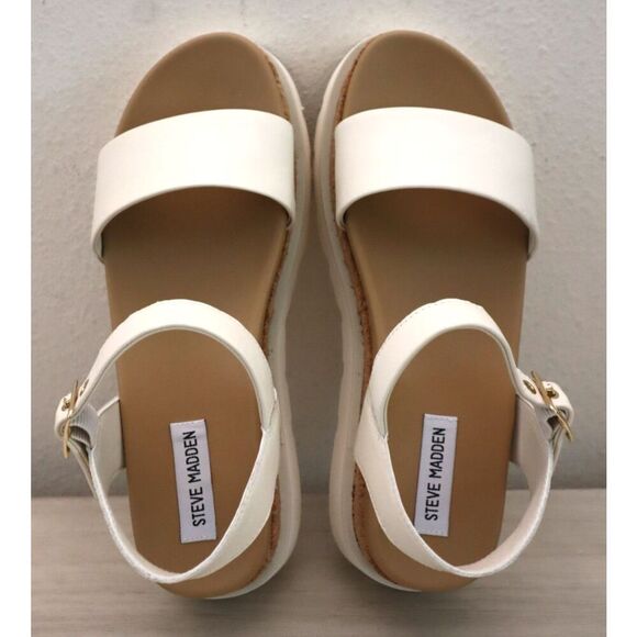 Steve Madden MARI49S1 Women's Sz 9M White Leather Marissa Platform Sandals - Picture 2 of 10